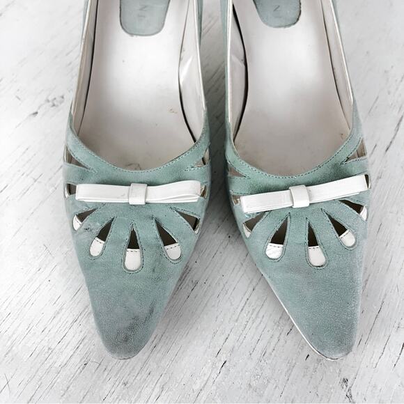 Gianni Bini Adrianne seafoam white pointed toe suede heels size 8 - Picture 5 of 14